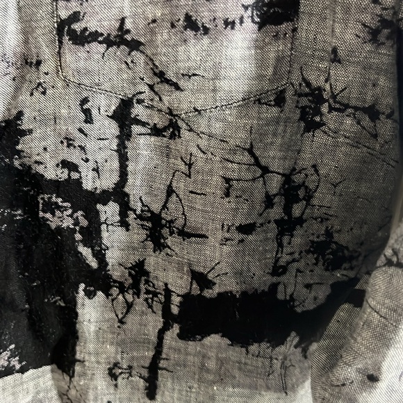 HABITAT  short sleeve linen jacket  gray and black v neck large   EUC boho - Picture 4 of 7